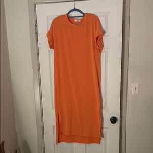 Entro Orange Midi Dress with Slit and Crew Neck Maternity. Worn once.